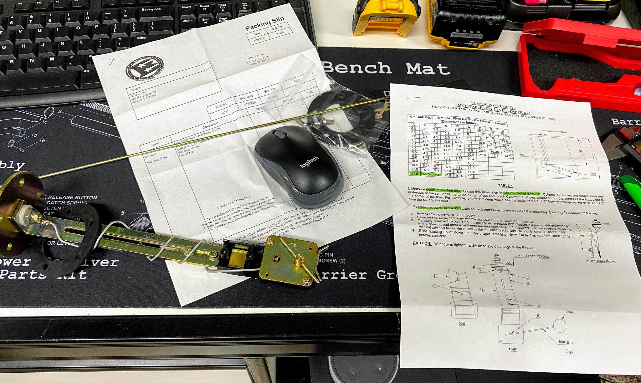 fuel sender package
